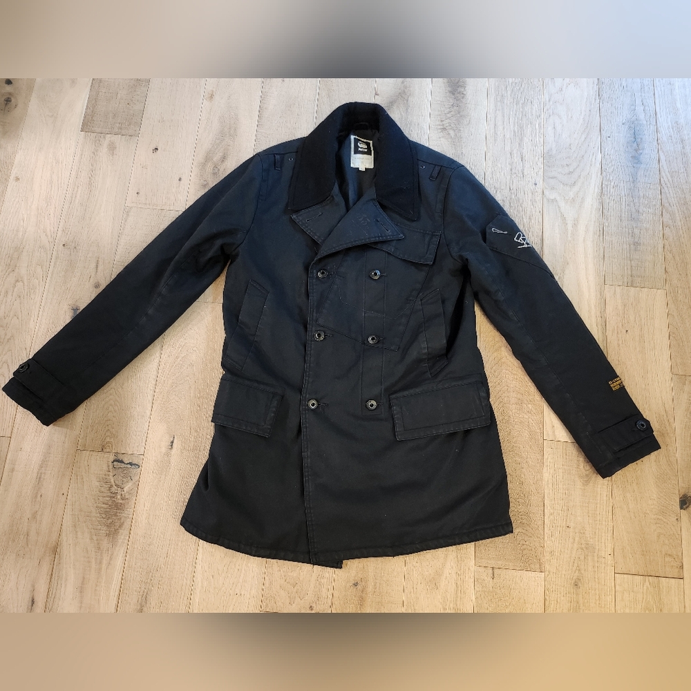 Mens GSTAR Raw double-breasted black jacket cotton